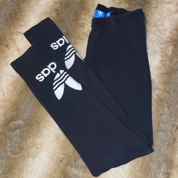 adidas Pants - Black Adidas Leggings White Adidas Logo Size S